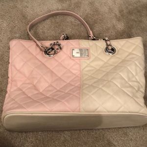 Pink and Cream Nine West Purse w/ Cain straps